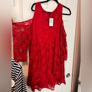 Torrid: BABYDOLL STRETCH LACE COLD SHOULDER TOP Sz. 4